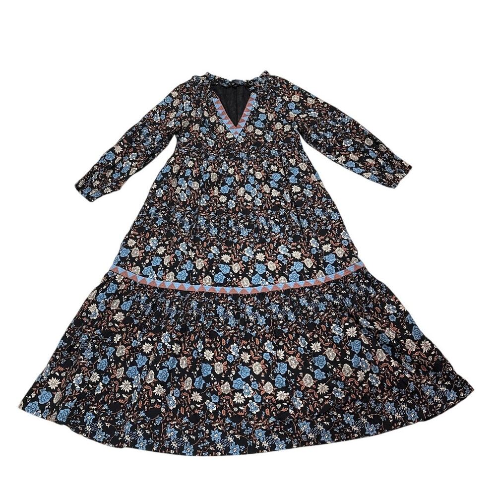 Ro's Garden Womens Medium Tiered Black Floral Garden Party Church Formal Dainty